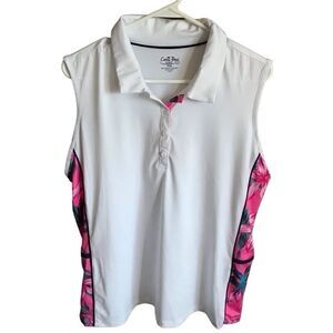 Coral Bay Golf sleeveless top shirt Size petite XL pink floral tropical collar